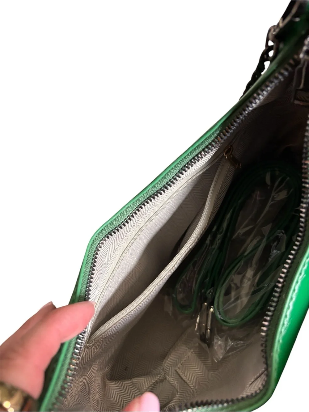 Green Stud-Accent Shoulder Bag